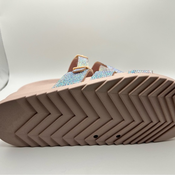 Madden Girl Sparkling Darling Blush Multi Slide Sandals - Picture 5 of 5